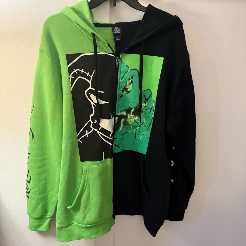 Disney Green and Black Zip-Up Men's Sweater
